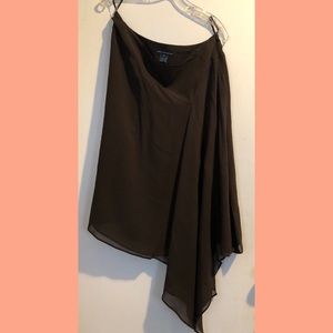 Brown Silk Asymmetrical Skirt